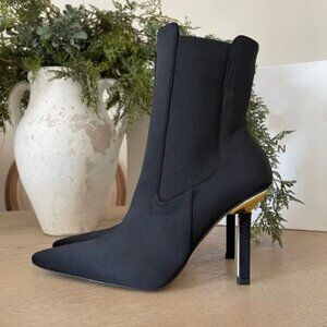 Good American High Kickstand Boots Neoprene Black Pointed Toe Chelsea